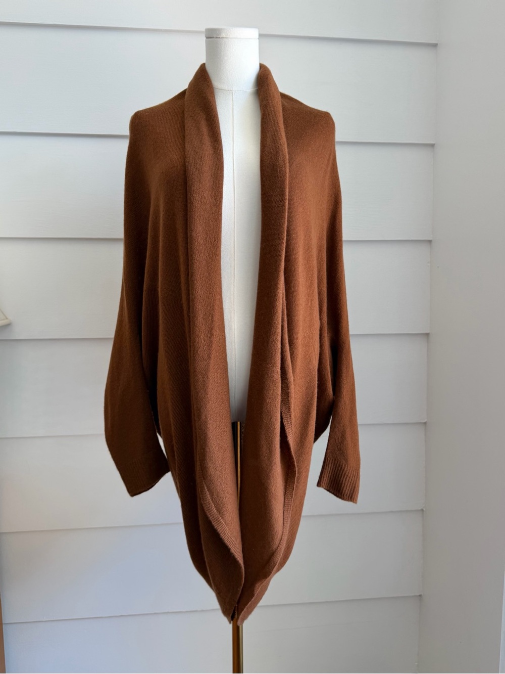Theory Long Curved Hem Cashmere Cocoon Open Front Cardigan